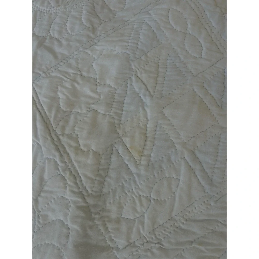 Vintage Handmade‎ Granny Quilt embroidered Floral Blue Yellow Patchwork 72x53